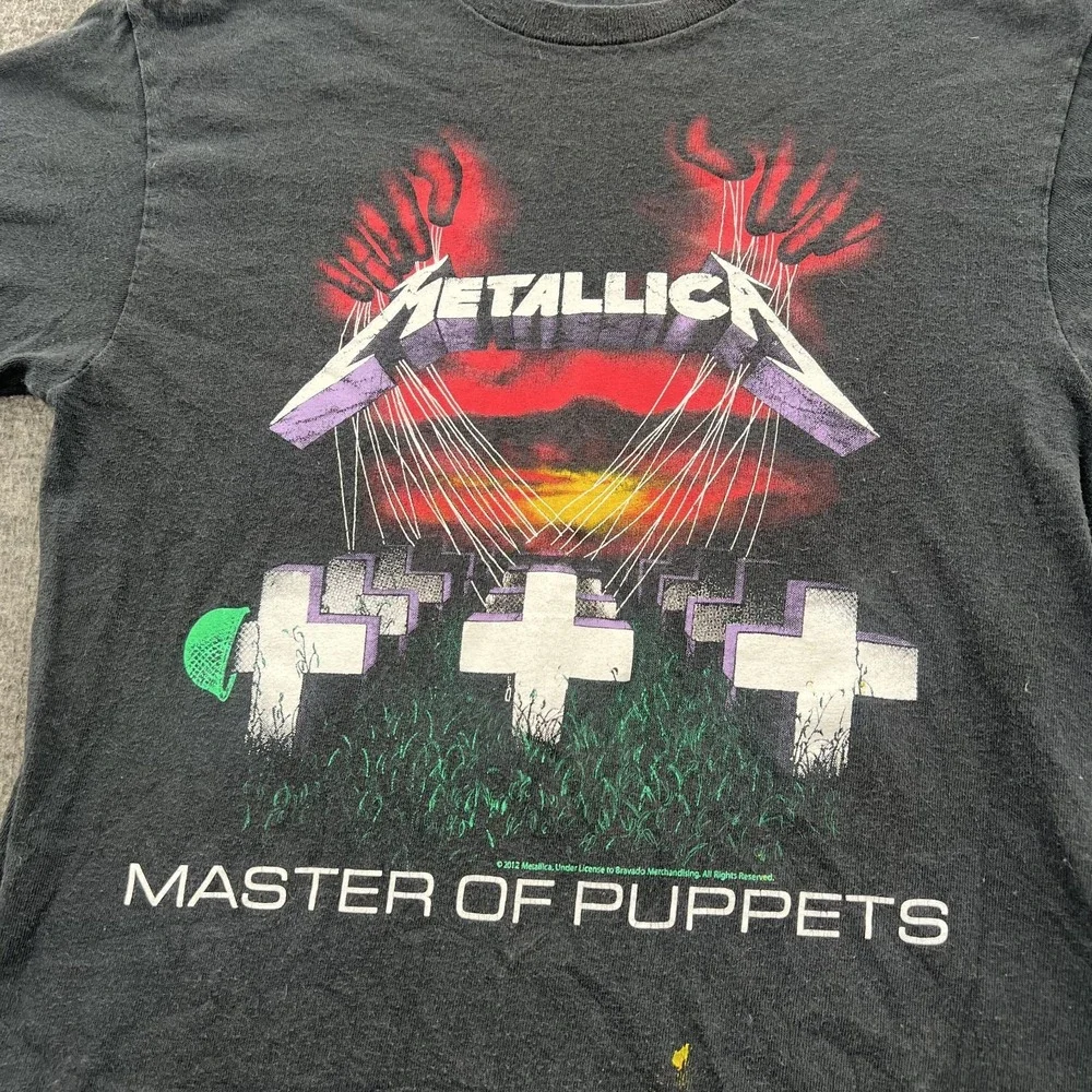 Metallica Master of Puppets T Shirt Mens S Black Tour Concert Rock Distressed